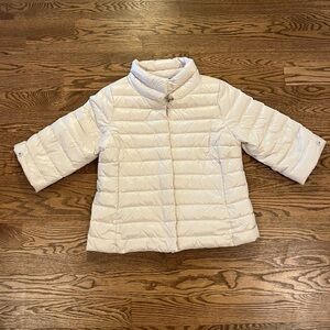 NWOT J MacLaughlin Down Jacket | Cream White | Cropped 3/4 sleeves | Size Medium